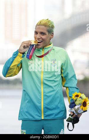 CUNHA Ana Marcela (BRA) Goldmedaille während der Olympischen Spiele Tokio 2020, Marathon Schwimmen Frauen 10 km Finale am 4. August 2021 im Odaiba Marine Park in Tokio, Japan - Foto Takamitsu Mifune / Foto Kishimoto / DPPI Stockfoto