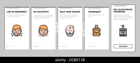 Rasur Treat Zubehör Onboarding Icons Set Vector Stock Vektor