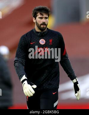 Aktenfoto vom 20-02-2021 von Liverpooler Torhüter Alisson. Ausgabedatum: Mittwoch, 4. August 2021 Stockfoto