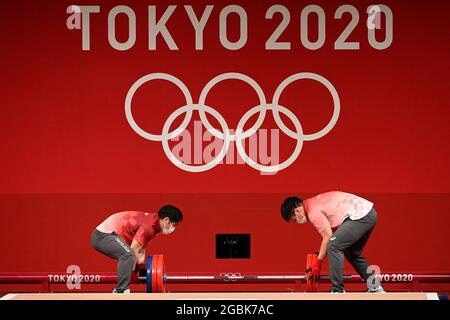 Tokio, Japan. August 2021. Das 109 kg schwere Gewichtheben-Finale der Männer bei den Olympischen Sommerspielen 2020, 4. August 2021, in Tokio, Japan. Quelle: Ondrej Deml/CTK Photo/Alamy Live News Stockfoto