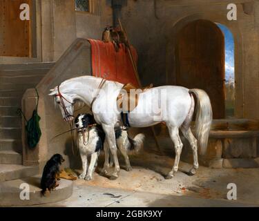 Favoriten, das Eigentum von S.R.H. Prinz George von Cambridge von Sir Edwin Henry Landseer (1802-1873), Öl auf Leinwand, c.. 1834/35 Stockfoto