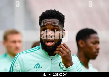 Prag, Tschechische Republik. August 2021. Odsonne Edouard von Celtic nimmt am Training vor dem 3. Qualifikationsspiel der Europa League FK Jablonec gegen Celtic Glasgow in Jablonec nad Nisou, Tschechische Republik, 4. August 2021 Teil. Kredit: Radek Petrasek/CTK Foto/Alamy Live Nachrichten Stockfoto