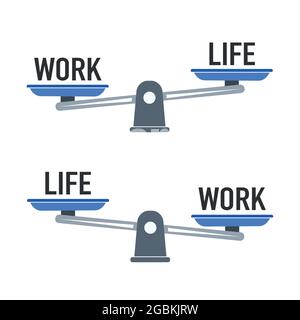 Balance Life and Work on Scales Konzept. Stock-Vektor Stock Vektor