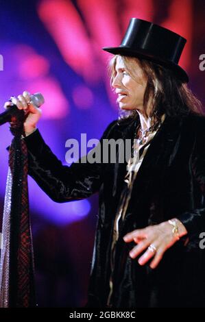 Rotterdam, Niederlande 1997-11-06, MTV Europe Music Awards beim Ahoy: Der Sänger des Aerosmith, Steven Tyler während der Show Stockfoto