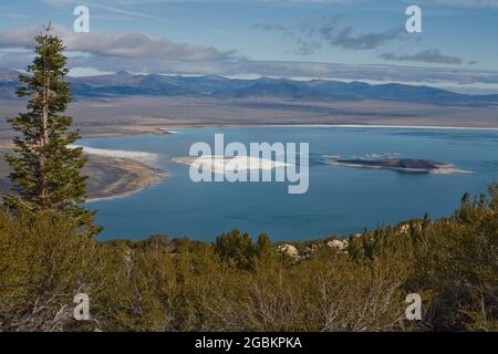 Das Mono Basin von Kalifornien mit dem Mono Lake im Zentrum ist eine Landschaft von einzigartigem ästhetischen Reiz und wissenschaftlichem Interesse. Eine landschaftlich reizende Gegend. Stockfoto