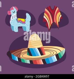 Drei mexikanische Unabhängigkeitstag-Symbole Stock Vektor