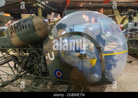 England, Hampshire, Andover, Andover Army Flying Museum, Ausstellung verschiedener Militärhubschrauber Stockfoto