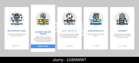 Pool Cleaning Service Onboarding Icons Set Vector Stock Vektor
