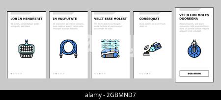Pool Cleaning Service Onboarding Icons Set Vector Stock Vektor