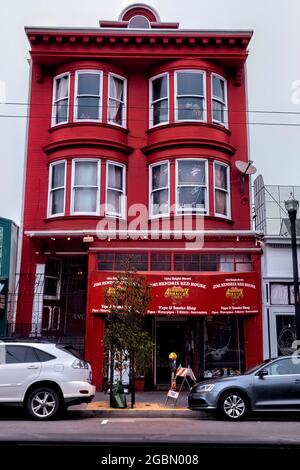 Jimi Hendrix’s rotes Haus, Haight Ashbury, San Francisco, Kalifornien, USA Stockfoto