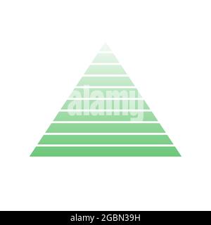 Pyramidenschema 10 zehn Schritte. vektor-Hierarchie-Ebene Diagramm Grafik, grüne Diagrammstruktur. Dreieck Infografik Illustration Stock Vektor