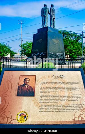 Eine Gedenktafel ehrt John LeFlore am Unity Point, 1. August 2021, in Mobile, Alabama. Stockfoto