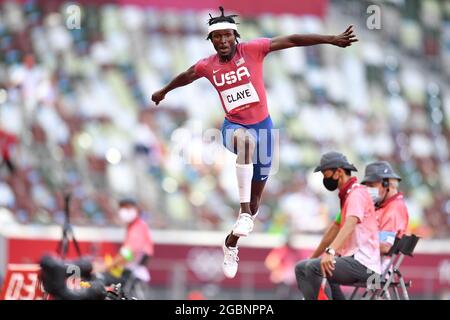 Tokio, Japan. Kredit: MATSUO. August 2021. CLAYE will (USA) Leichtathletik : Dreisprung-Finale der Männer während der Olympischen Spiele 2020 in Tokio im Nationalstadion in Tokio, Japan. Kredit: MATSUO .K/AFLO SPORT/Alamy Live Nachrichten Stockfoto