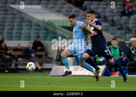 MELBOURNE, AUSTRALIEN - 06. MÄRZ: Jamie Maclaren von Melbourne City kontrolliert den Ball während des Hyundai A-League-Fußballmatches zwischen Melbourne Victory und Melbourne City FC am 06. März 2021 im Marvel Stadium in Melbourne, Australien. Kredit: Dave Hewison/Speed Media/Alamy Live Nachrichten Stockfoto