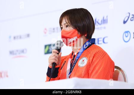 Tokio, Japan. August 2021. Tokio, Japan. 6. August 2021: Tokio, Japan. 6. August 2021: Tokio, Japan. 5. August 2021: Tokio, Japan. August 2021. Yukako Kawai (JPN) Wrestling: Goldmedaillengewinnerin Yukako Kawai während der Pressekonferenz zu den Olympischen Spielen 2020 in Tokio im Japan House in Tokio, Japan. Kredit: AFLO SPORT/Alamy Live Nachrichten Gutschrift: Aflo Co. Ltd./Alamy Live Nachrichten Stockfoto