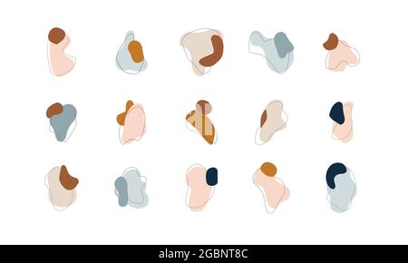 Satz abstrakter Formen auf isoliertem weißem Hintergrund. Trendige Doodle-Elemente. Vintage-Vektorgrafik Stock Vektor