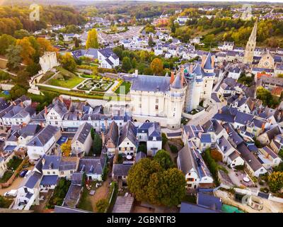 Landschaft des Departements Indre-et-Loire mit Chateau de Langeais Stockfoto