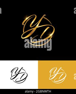Eine Vektordarstellung des goldenen Monogramms des YDG Stock Vektor