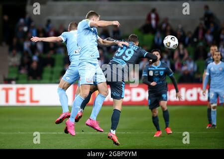 MELBOURNE, AUSTRALIEN - 27. JUNI: Adam Le Fondre vom Sydney FC führt den Ball während des A-League Grand-Final Fußballmatches zwischen dem Melbourne City FC und dem Sydney FC am 27. Juni 2021 im AAMI Park in Melbourne, Australien. Kredit: Dave Hewison/Speed Media/Alamy Live Nachrichten Stockfoto