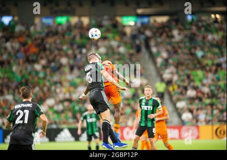04. August 2021: Austin FC Matt Besler Defender (05) im Einsatz während des MLS-Spiels gegen den Houston Dynamo im Q2 Stadium. Austin, Texas. Mario Cantu/CSM Stockfoto