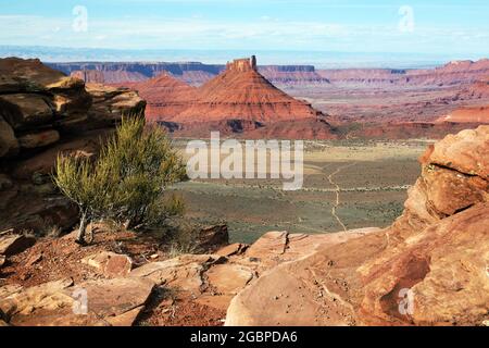 Geographie / Reisen, USA, Utah, Moab, Castle Valley, Blick vom Pazifik-Rand des Stachelschweines, ZUSÄTZLICHE-RECHTE-FREIGABE-INFO-NICHT-VERFÜGBAR Stockfoto