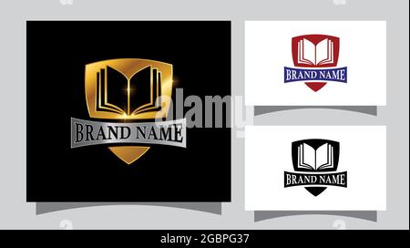 Eine Vektordarstellung von Schild und Buchlogo Stock Vektor