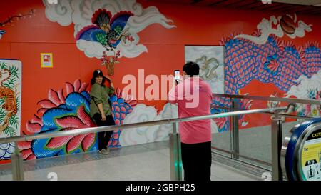 Wat Mangkon MRT Station Bangkok Thailand Stockfoto