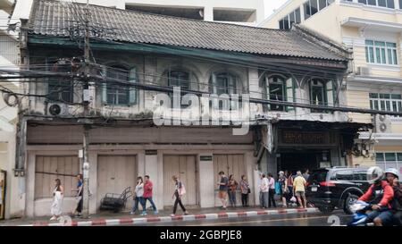 Historische Gebäude Charoen Krung Road Chinatown Bangkok Thailand Stockfoto