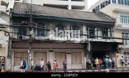 Historische Gebäude Charoen Krung Road Chinatown Bangkok Thailand Stockfoto