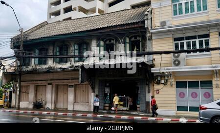 Historische Gebäude Charoen Krung Road Chinatown Bangkok Thailand Stockfoto