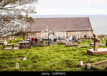 St. Tudno's war die ursprüngliche Siedlung, die später weltweit häufiger als Llandudno als internationaler Ferienort bekannt wurde., Credit:John Fa Stockfoto