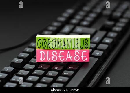 Handschrift Text Coronavirus Krankheit. Geschäftskonzept definiert als Krankheit, die durch einen neuartigen Virus SARSCoV2 verursacht wird, der alte Ideen kopiert und neue schafft Stockfoto