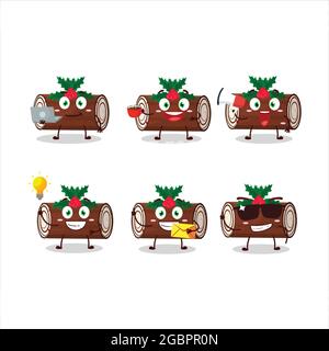 Kuchen Zimt Rolle weihnachten Cartoon-Figur mit verschiedenen Arten von Business-Emoticons. Vektorgrafik Stock Vektor