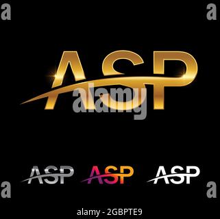 Eine Vektordarstellung des goldenen Monogramms Anfangsbuchstabe ASP Stock Vektor