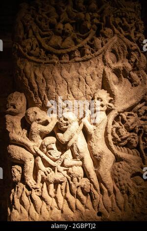 Detail von Doomstone in Crypt of York Minster, York - UK Stockfoto