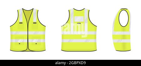 Sicherheits reflektierende Weste Symbol Zeichen flach Stil Design Vektor Illustration Set. Stock Vektor