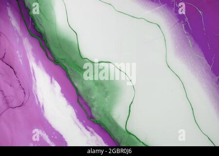 Malen, abstrakt. Nahaufnahme des Gemäldes. Bunte abstrakte Malerei Hintergrund. Stark texturierte Farbe. Hochwertige Details. Harzflecken. Resinart. Stockfoto