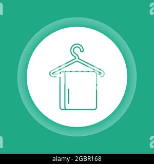 Symbol mit Farbknopf für Handtuch auf Aufhänger. Reinigungsservice. Skizzieren Sie das Piktogramm für Webseite, mobile App, Promo. Stock Vektor