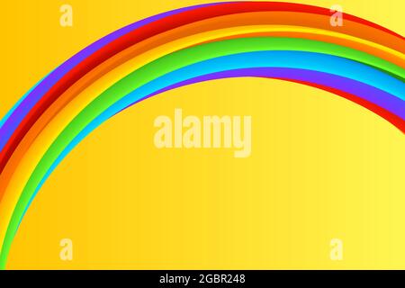 Helle 3D Regenbogen Hintergrund, Sommer Poster Vorlage. Farbenfrohes Sommereinladungsbanner-Design. LGBT-Vektorgrafik in Regenbogenfarben. Stock Vektor