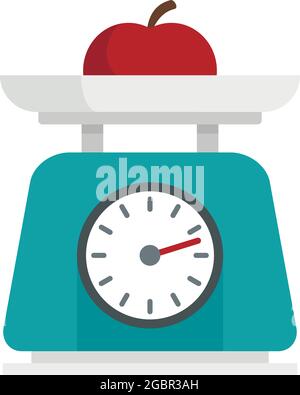 Symbol für Obst auf Küchenwaagen. Flache Abbildung von Obst auf Küchenwaagen Vektor-Symbol isoliert auf weißem Hintergrund Stock Vektor
