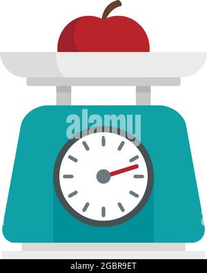 Symbol für Obst auf Küchenwaagen. Flache Abbildung von Obst auf Küchenwaagen Vektor-Symbol isoliert auf weißem Hintergrund Stock Vektor
