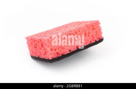 Küchenschwamm isoliert auf einem weißen Background, Waschschwamm Nahaufnahme Stockfoto