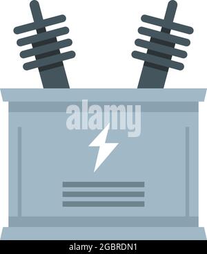 Symbol für elektrischen Transformator. Flache Abbildung des Vektorsymbols für elektrische Transformatoren auf weißem Hintergrund isoliert Stock Vektor