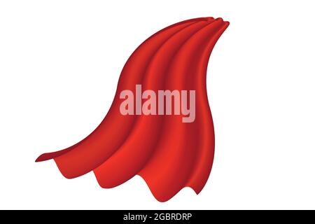 Roter Umhang auf weißem Hintergrund. Umhang aus superheroischem Satin. Vektorgrafik Stock Vektor