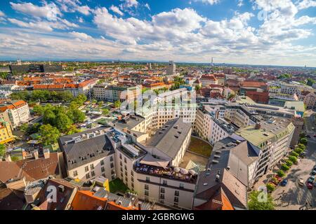 München historisches Zentrum Panorama Luftbild Stadtbild Ansicht in Deutschland Stockfoto