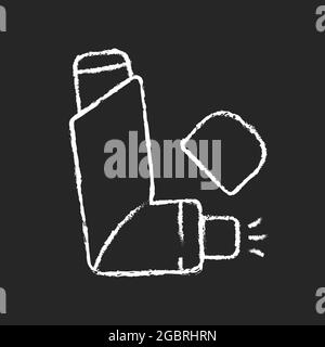 Weißes Symbol für Inhalator-Kreide auf dunklem Hintergrund Stock Vektor