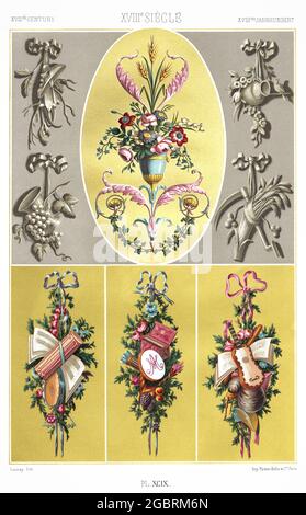 18. Century - Trophäen und Blumensträuße. - Durch Den Ornament 1880. Stockfoto