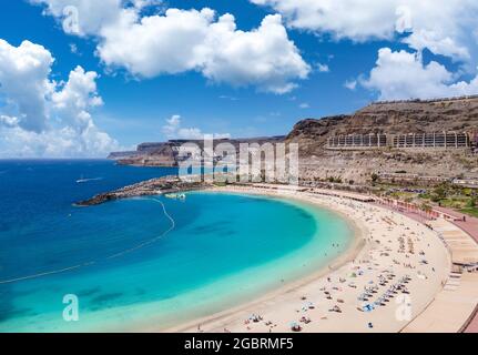Luftaufnahme mit Amadores Strand auf Gran Canaria, Spanien Stockfoto