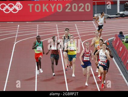 Tokio, Japan. August 2021. Die Athleten treten am 1500 Donnerstag, den 5. August 2021, im Halbfinale der Männer bei den Olympischen Sommerspielen 2020 in Tokio, Japan, an. Foto von Bob Strong/UPI Credit: UPI/Alamy Live News Stockfoto