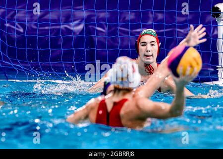 Tokio, Japan. August 2021. TOKIO, JAPAN - 5. AUGUST: Alda Magyari aus Ungarn während des Olympischen Wasserball-Turniers 2020 in Tokio Frauen Halbfinale zwischen dem Team Spanien und dem Team Ungarn im Tatsumi Waterpolo Center am 5. August 2021 in Tokio, Japan (Foto von Marcel ter Bals/Orange Picics) Credit: Orange Pics BV/Alamy Live News Stockfoto